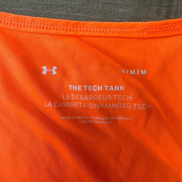 Under Armour The Tech Tank Mens Medium Sleeveless Shirt Performance Neon Orange - Picture 5 of 6